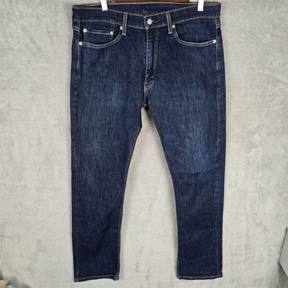 Levis 513 Slim Straight Jeans Mens 36x32 Dark Wash Indigo Stretch Denim